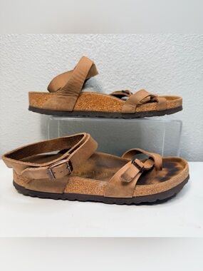 Birkenstock Yara Ankle Strap Sandals Brown Leather size 39 EU 8.5 US